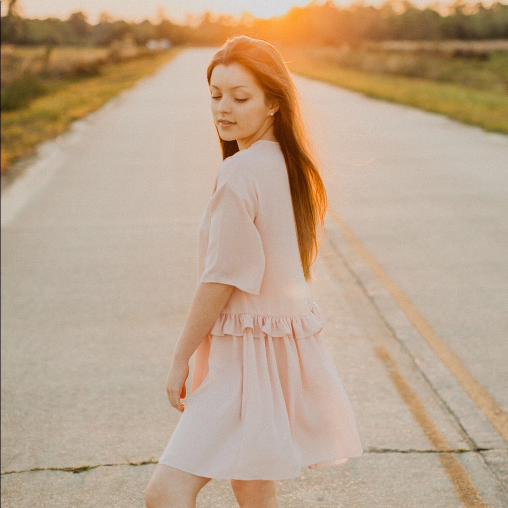 ASOS mini smock dress with frill waist